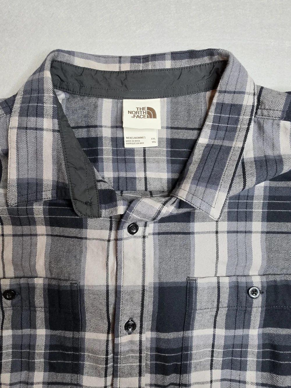 The North Face Men’s Navy and Gray Plaid‎ Button-Down Shirt XXL